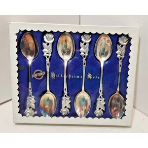 Vintage Antiko 100 Hildesheimer Rose Spoons Set of Six in Original Box
